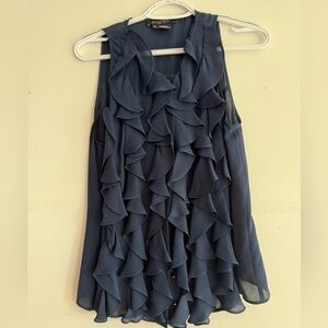 Etcetera Navy Silk Top, size 10